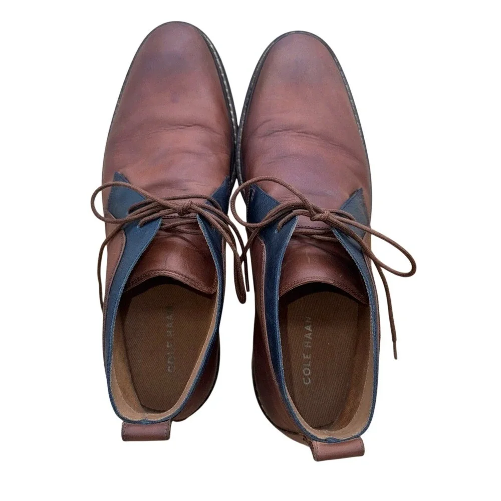 Cole‎ Haan Gray Don Brown Leather Chukka Boots, Black detail Men's 10.5 GUC